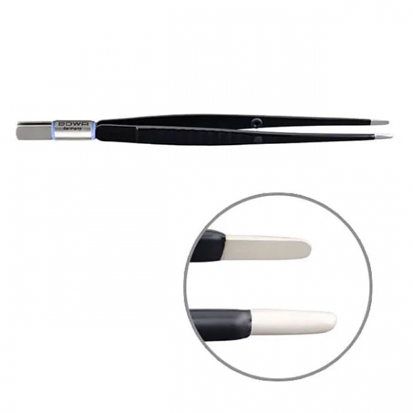 Pinza bipolar, recta, 160 mm, 8 mm x 2 mm